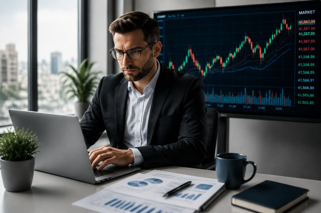 Deutscher Finanzanalyst beobachtet den Aktienmarkt